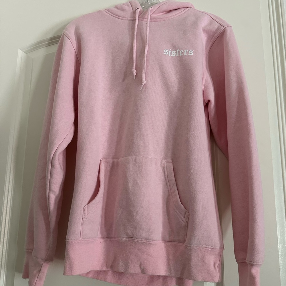 James Charles Sisters Soft Pink Pullover Sweater with Hood and Drawstring Size S